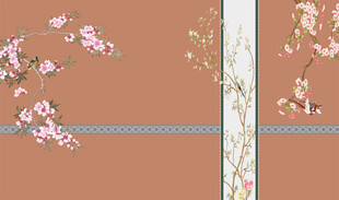 新中式花鸟背景墙