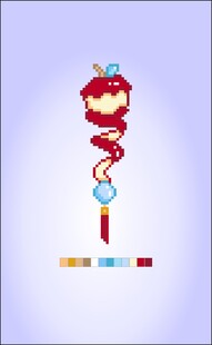 卡通形象苹果皮插画像素十字绣