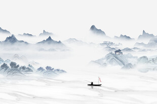 国画山水背景墙