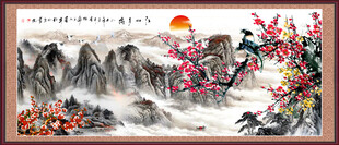 国画梅花山水画