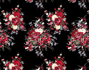 复古花卉图案布料纹理