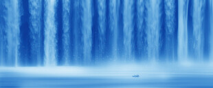 流水生财瀑布山水背景图