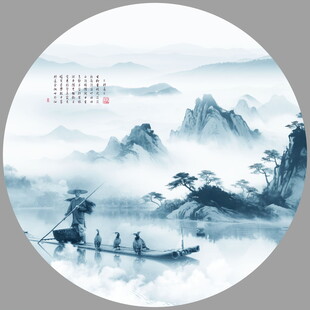 圆形山水画