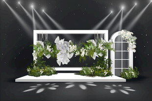 白色花卉绿植婚礼舞台设计