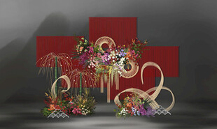 中式婚礼红色花艺装饰