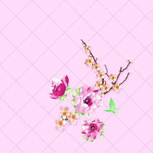 粉色背景上的多彩花卉图案