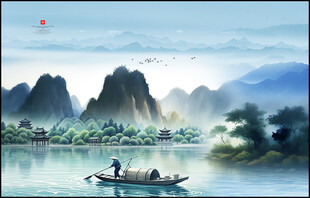 禅意山水水墨画