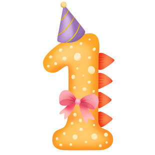 可爱恐龙派对生日数字1倒计时