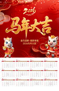 时尚大气马年挂历日历海报