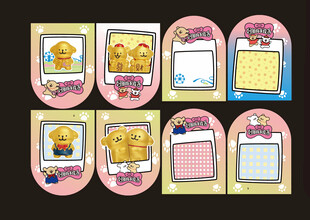 可爱卡通便签贴纸设计图