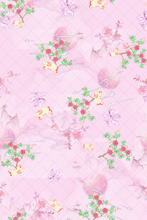 粉色花卉小鸟图案背景