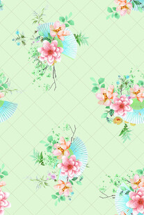 清新花卉无缝图案背景