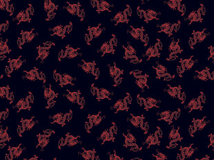 深色底红叶花卉龙图案