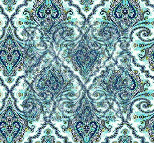 蓝绿色民族风花纹图案
