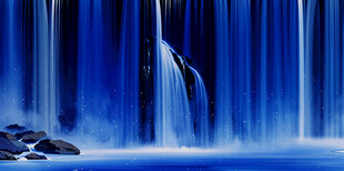 高山流水瀑布山水图