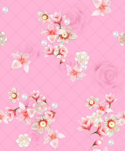 粉色背景花朵图案