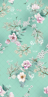 清新绿底花卉图案背景