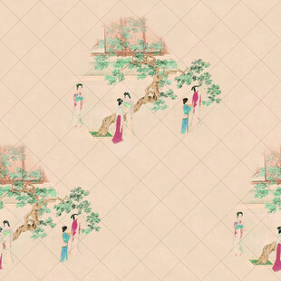 古风庭院人物活动场景图