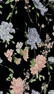 黑色底花卉图案设计素材