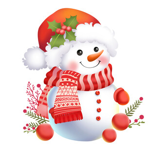 可爱圣诞节雪人戴帽子围巾手套