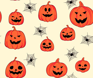 万圣节南瓜与蛛网图案