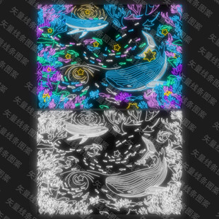 矢量海洋霓虹灯灯饰画