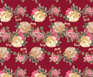 红色花卉图案背景纹理