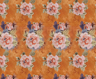 橙色底花卉图案纹理