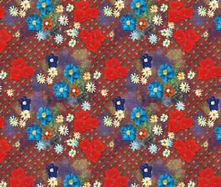多彩花卉图案布料纹理