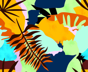 热带植物多彩图案背景