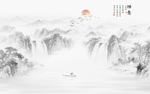中式山水背景墙