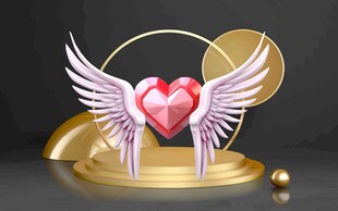 带翼爱心摆件浪漫梦幻风