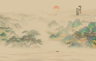 新中式背景墙素材