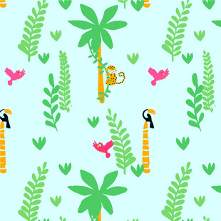 热带风情动植物图案背景