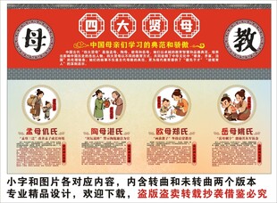 中国古代四大贤母海报展板文化墙