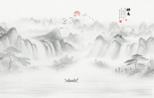 新中式水墨山水画