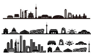 北京景点建筑城市旅游剪影地标志