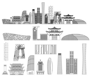 北京景点建筑城市旅游剪影地标志