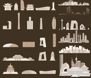 北京景点建筑城市旅游剪影地标志