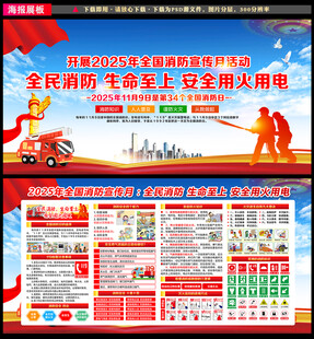 2025年消防宣传月宣传展板