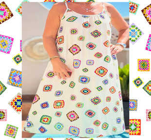 多彩图案吊带裙展示