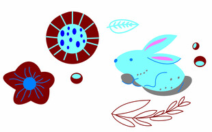 可爱兔子与花朵图案