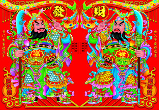 传统 门神中式门神年画图案