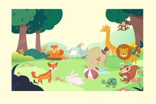 森林中的动物欢乐聚会