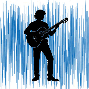 弹吉他的人物剪影