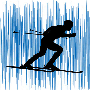 滑雪者奋力滑行的动感瞬间