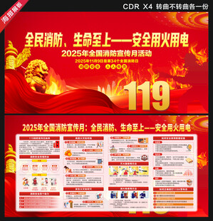 2025年全国消防宣传月展板