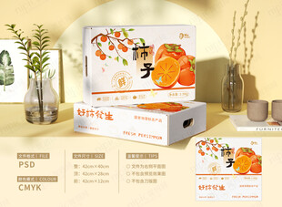 手绘柿子礼盒包装