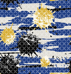 蓝白背景泼墨风图案设计