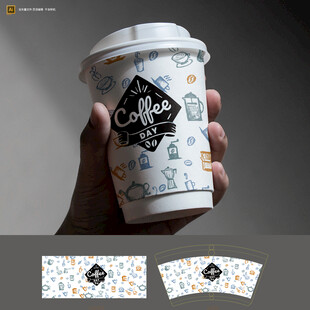 手绘风咖啡杯包装设计
